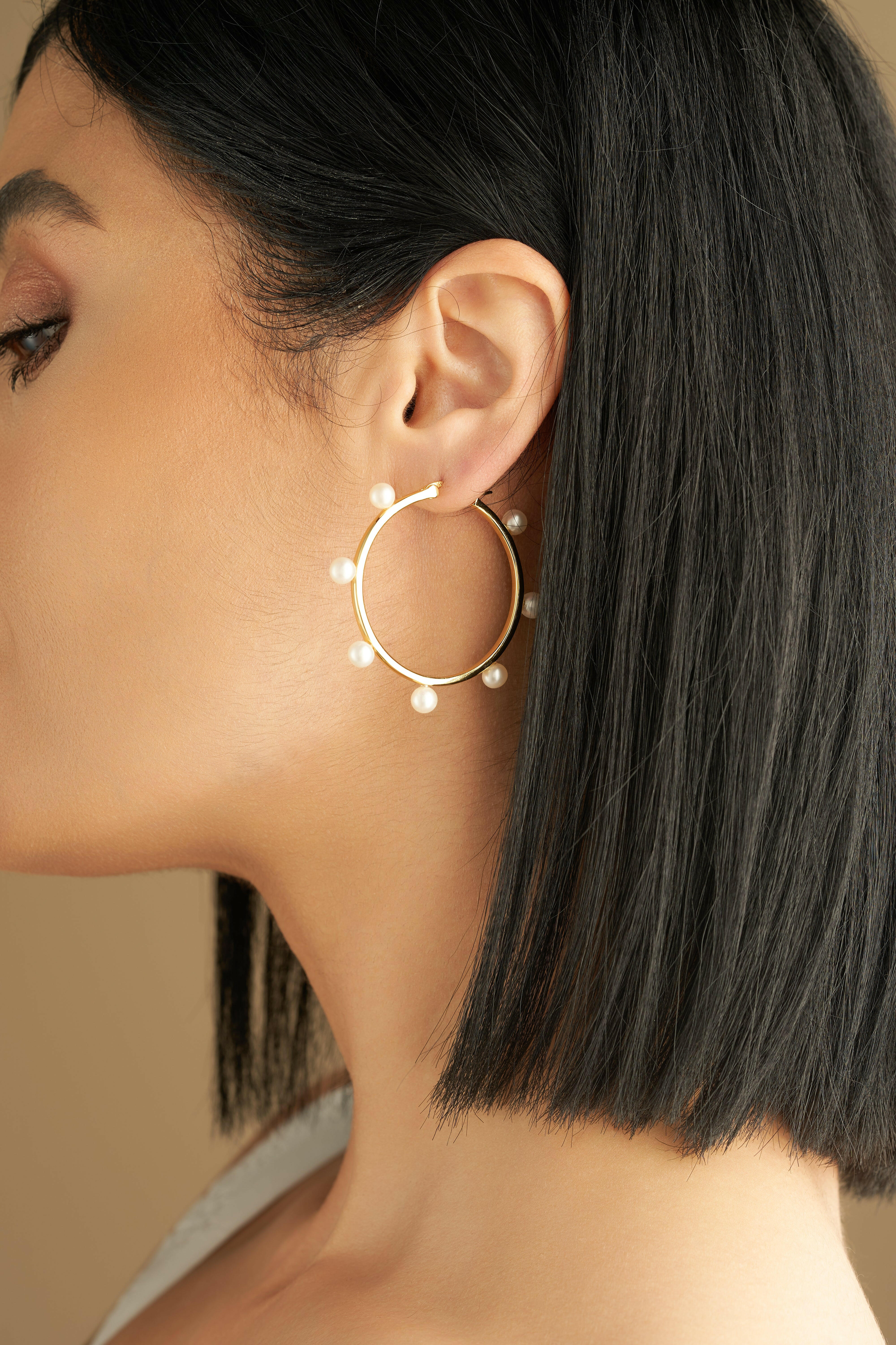 Pearl Hoop Earrings ETERICA