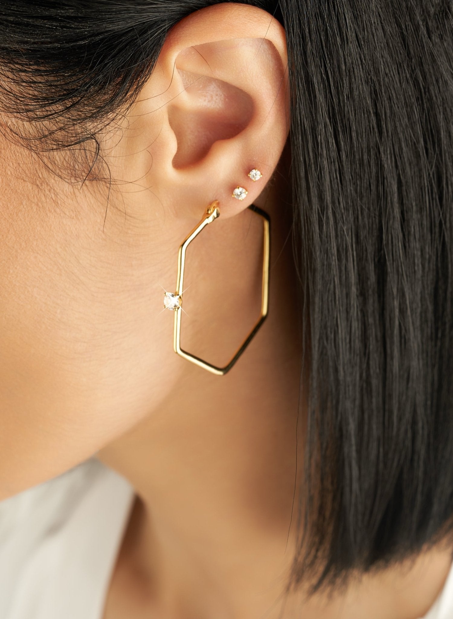 Hexagon Hoop Earrings